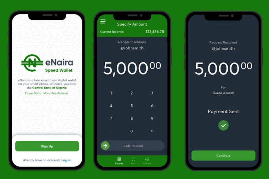 Capture d'écran de l'application eNaira Speed Wallet, disponible sur le Google Play Store